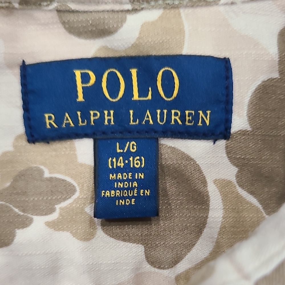 Polo by Ralph Lauren Boys Tan Camo Button Down Shirt